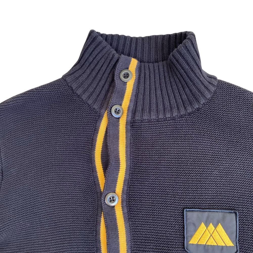 Musterbrand Mens Sz L Destiny Knitted Long Cardigan Stormcaller Grey Yellow - Picture 6 of 16